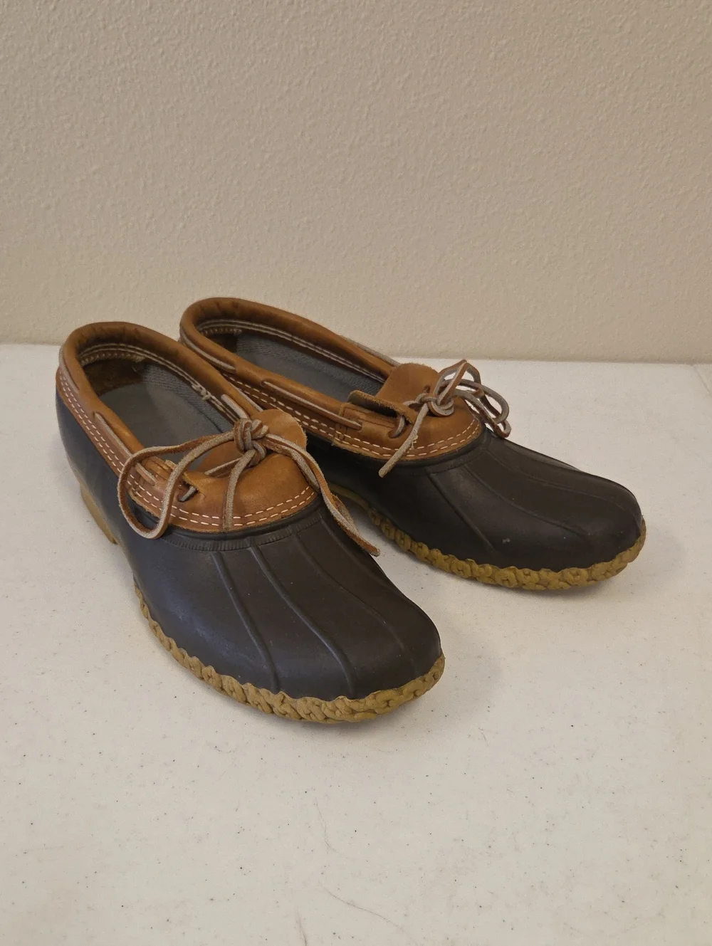 LL Bean Rubber Moc Low Duck Boots Tan Brown Men's Size 14 Maine USA Bean Boots